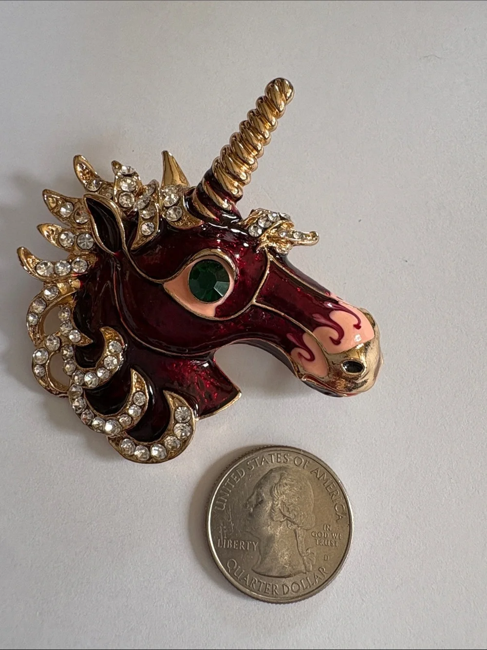 Rhinestone Enamel Unicorn Brooch/Pendant